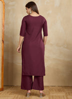 Prazu Fashion Maroon Printed Cotton Blend Kurta Pant Set - Distacart