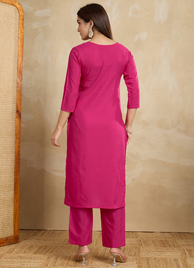 Prazu Fashion Pink Printed Cotton Blend Kurta Pant Set - Distacart