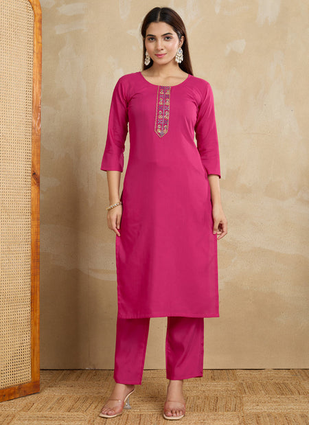 Prazu Fashion Pink Printed Cotton Blend Kurta Pant Set