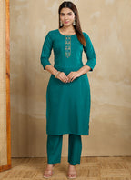 Prazu Fashion Rama Printed Cotton Blend Kurta Pant Set - Distacart