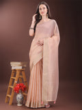Shree Shyam Fashion Elegant Peach Organza Saree with Zari Border | Lightweight Transparent Saree with Blouse Piece for Festive & Daily Wear
