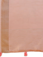 Shree Shyam Fashion Elegant Peach Organza Saree with Zari Border | Lightweight Transparent Saree with Blouse Piece for Festive & Daily Wear