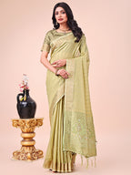 Shree Shyam Fashion Light Green Organza Saree - Ethereal Sophistication in Every Fold
