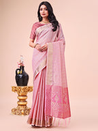 Shree Shyam Fashion Pink Organza Saree - Ethereal Sophistication in Every Fold
