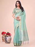 Shree Shyam Fashion Teal Organza Saree - Ethereal Sophistication in Every Fold
