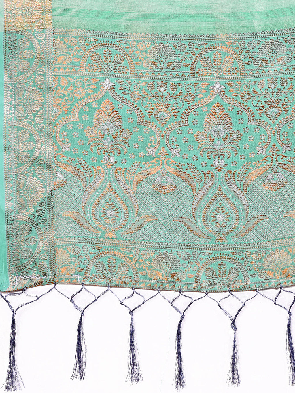 Shree Shyam Fashion Teal Organza Saree - Ethereal Sophistication in Every Fold