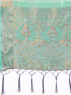 Shree Shyam Fashion Teal Organza Saree - Ethereal Sophistication in Every Fold