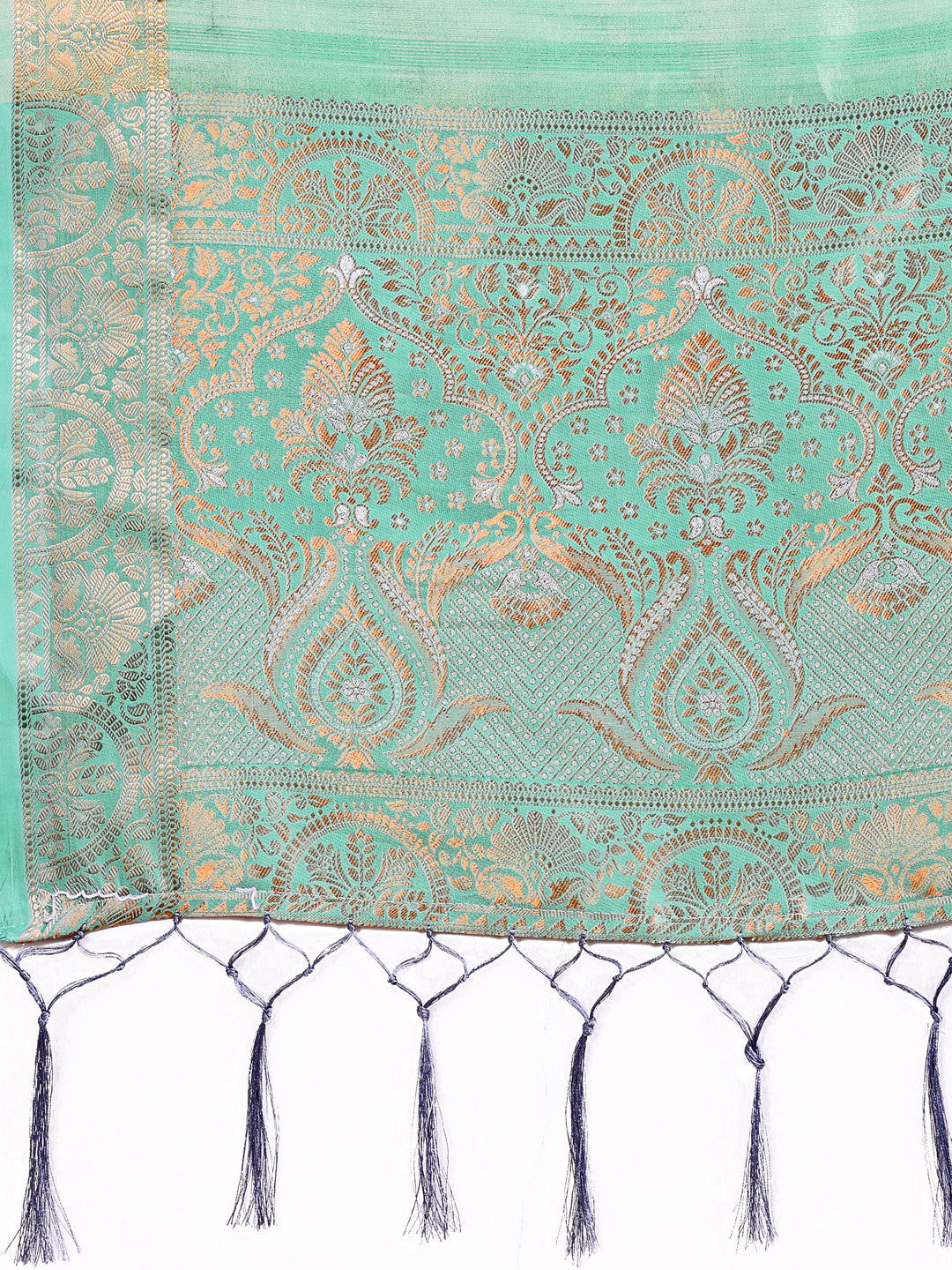 Shree Shyam Fashion Teal Organza Saree - Ethereal Sophistication in Every Fold