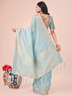 Shree Shyam Fashion Light Blue Organza Saree - Ethereal Sophistication in Every Fold