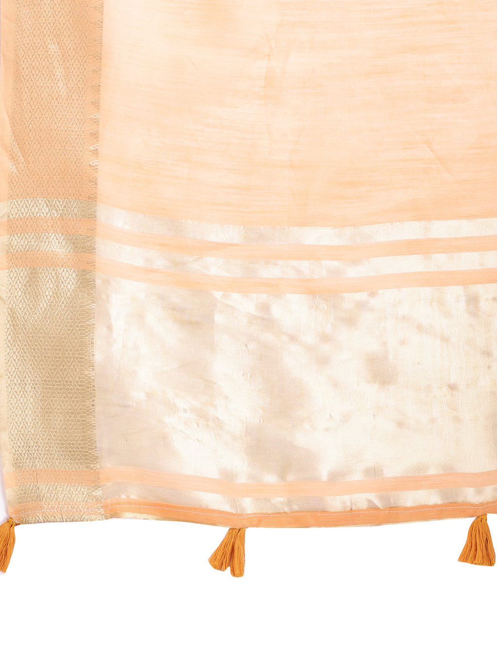 Shree Shyam Fashion Orange Cotton Woven Zari Work Traditional Tassel Saree