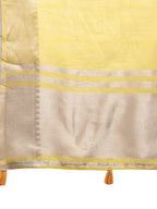 Shree Shyam Fashion Yellow Cotton Woven Zari Work Traditional Tassel Saree
