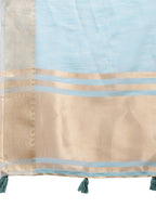 Shree Shyam Fashion Sky Blue Cotton Woven Zari Work Traditional Tassel Saree