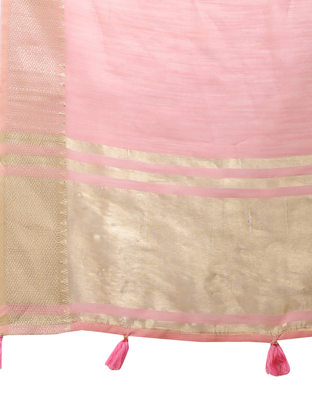 Shree Shyam Fashion Pink Cotton Woven Zari Work Traditional Tassel Saree