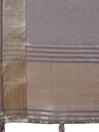 Shree Shyam Fashion Graceful Grey Organza Saree with Rich Golden Zari Border | Elegant Party Wear Saree with Blouse Piece