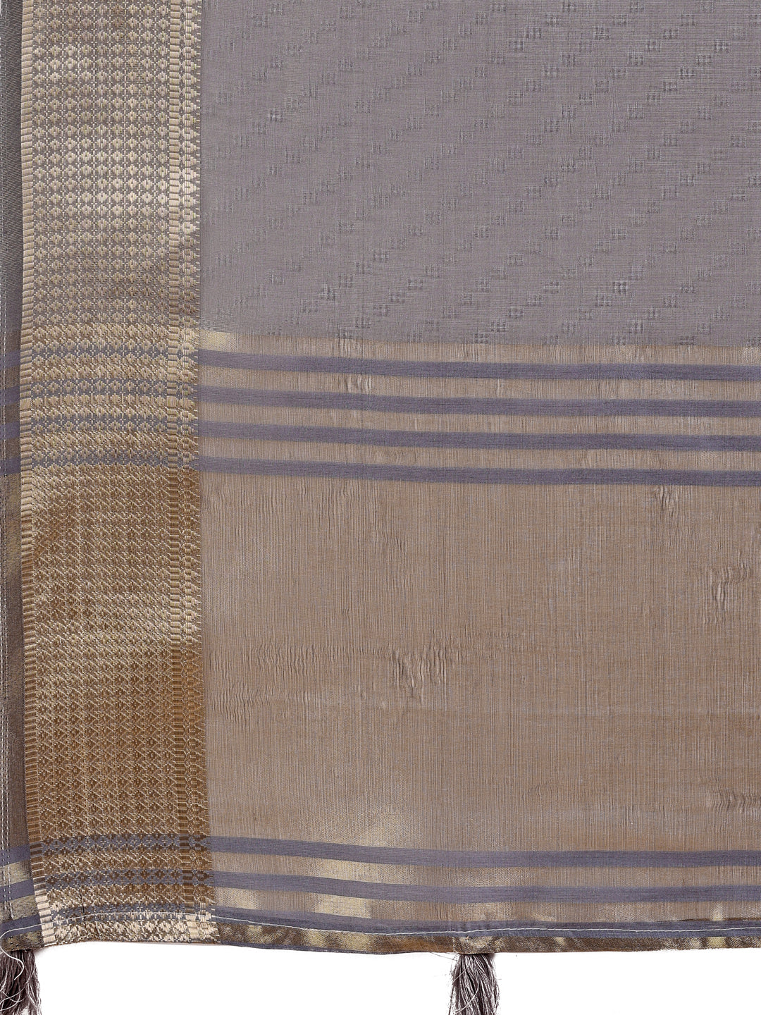 Shree Shyam Fashion Graceful Grey Organza Saree with Rich Golden Zari Border | Elegant Party Wear Saree with Blouse Piece