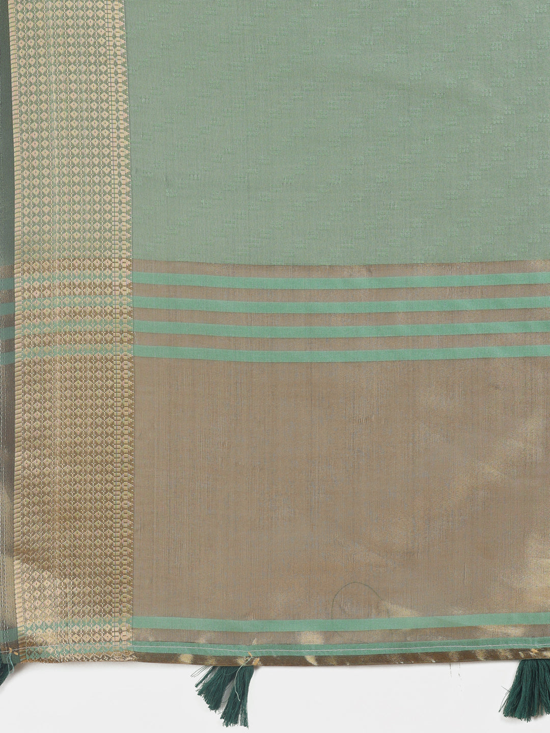 Shree Shyam Fashion Graceful Green Organza Saree with Rich Golden Zari Border | Elegant Party Wear Saree with Blouse Piece
