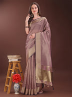 Shree Shyam Fashion Graceful Magenta Organza Saree with Rich Golden Zari Border | Elegant Party Wear Saree with Blouse Piece