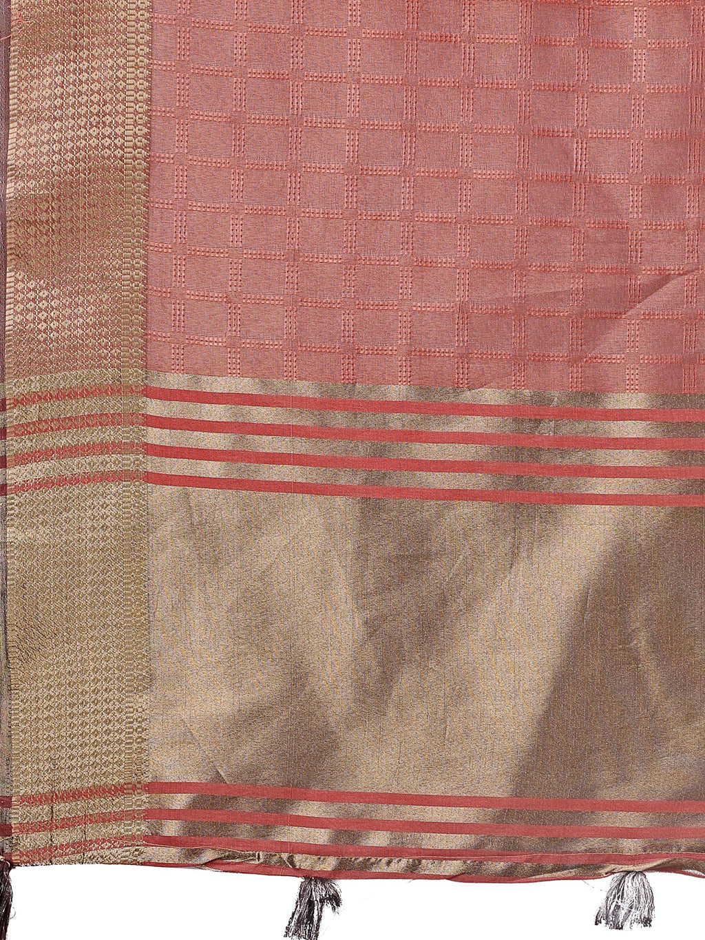 Shree Shyam Fashion Peach Organza Saree with Golden Zari Border | Elegant Soft Lightweight Party Wear Saree with Blouse