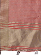 Shree Shyam Fashion Peach Organza Saree with Golden Zari Border | Elegant Soft Lightweight Party Wear Saree with Blouse