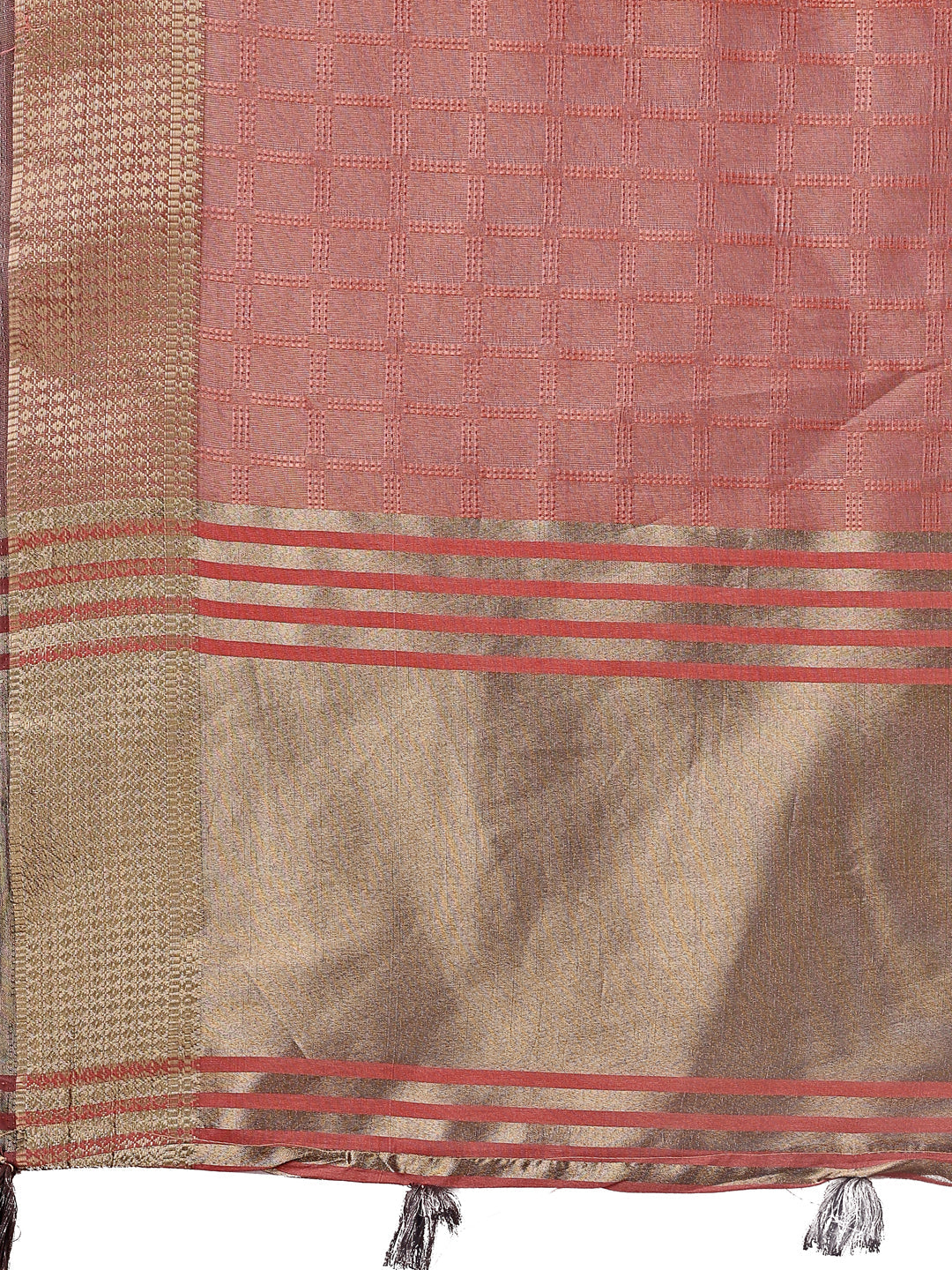 Shree Shyam Fashion Peach Organza Saree with Golden Zari Border | Elegant Soft Lightweight Party Wear Saree with Blouse