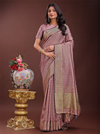 Shree Shyam Fashion Magenta Organza Saree with Golden Zari Border | Elegant Soft Lightweight Party Wear Saree with Blouse
