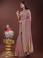 Shree Shyam Fashion Magenta Organza Saree with Golden Zari Border | Elegant Soft Lightweight Party Wear Saree with Blouse