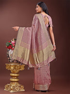 Shree Shyam Fashion Magenta Organza Saree with Golden Zari Border | Elegant Soft Lightweight Party Wear Saree with Blouse