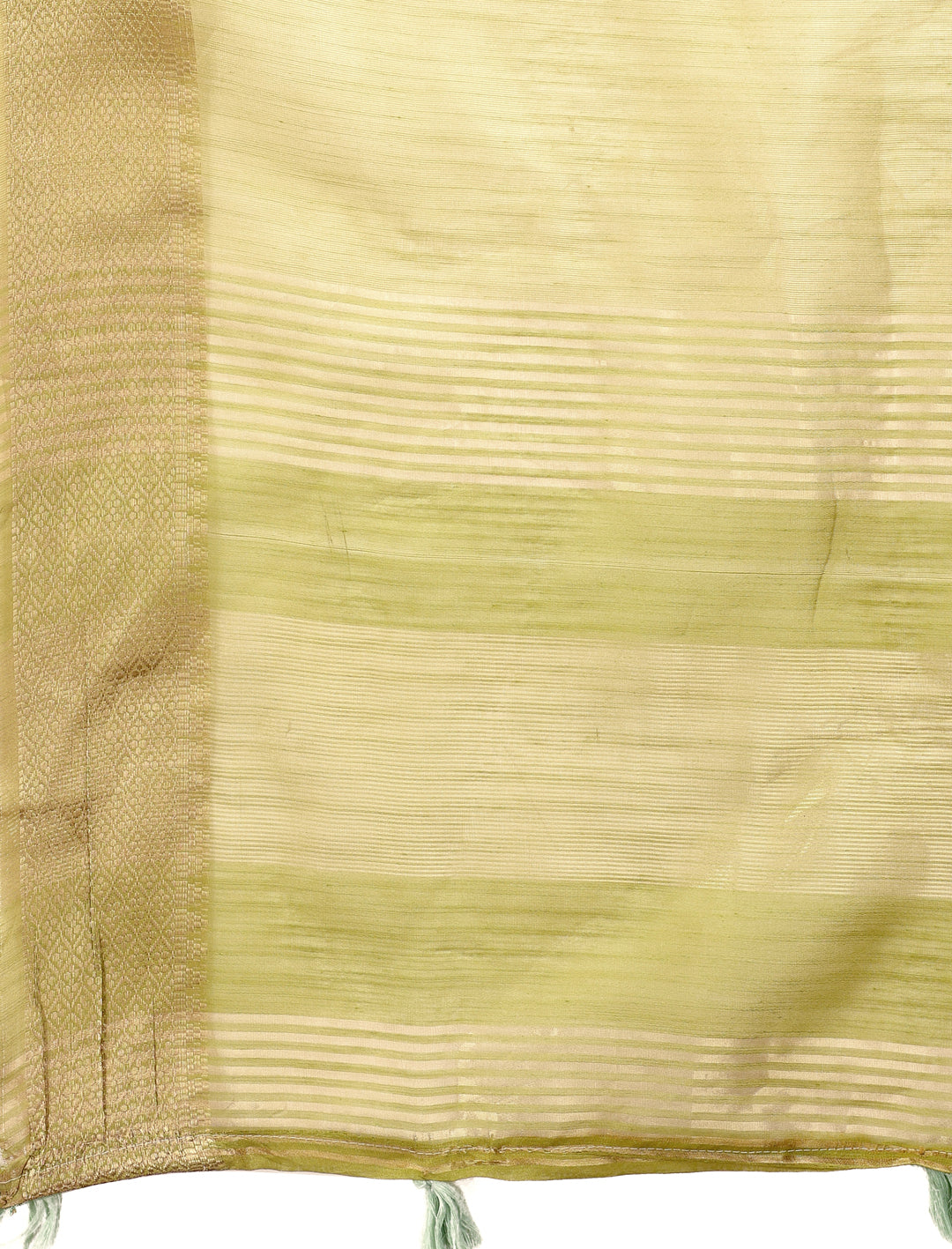 Shree Shyam Fashion Elegant Mehndi Green Linen Saree with Golden Zari Border & Rich Pallu | Soft Drape | Festive & Office Wear