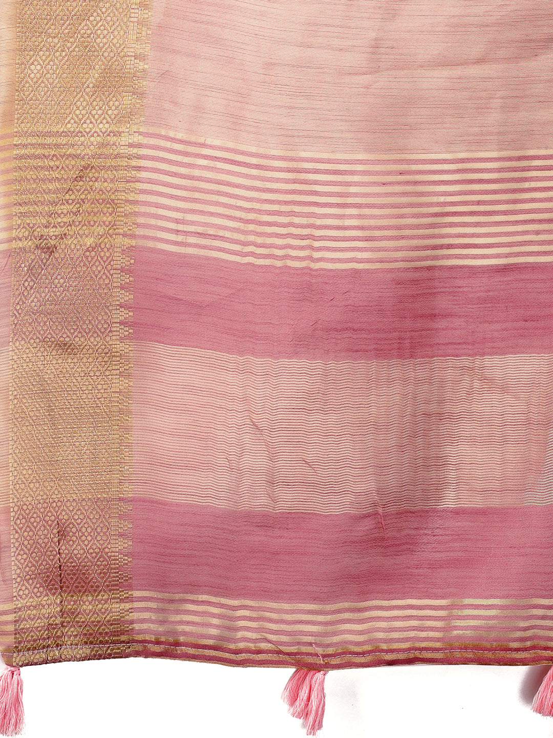 Shree Shyam Fashion Elegant Peach Linen Saree with Golden Zari Border & Rich Pallu | Soft Drape | Festive & Office Wear