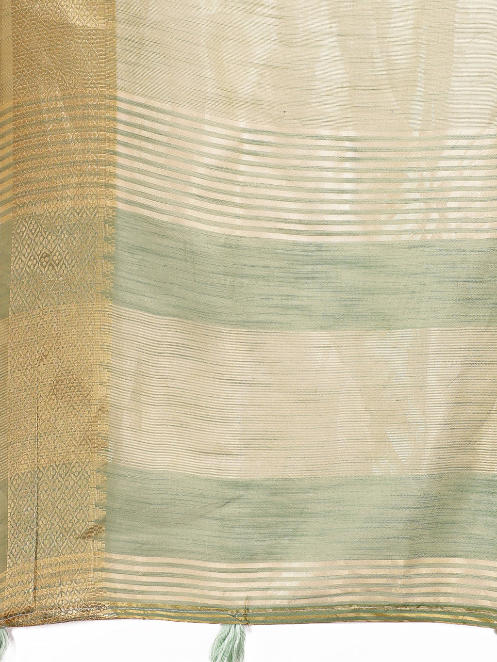 Shree Shyam Fashion Elegant Light Green Linen Saree with Golden Zari Border & Rich Pallu | Soft Drape | Festive & Office Wear