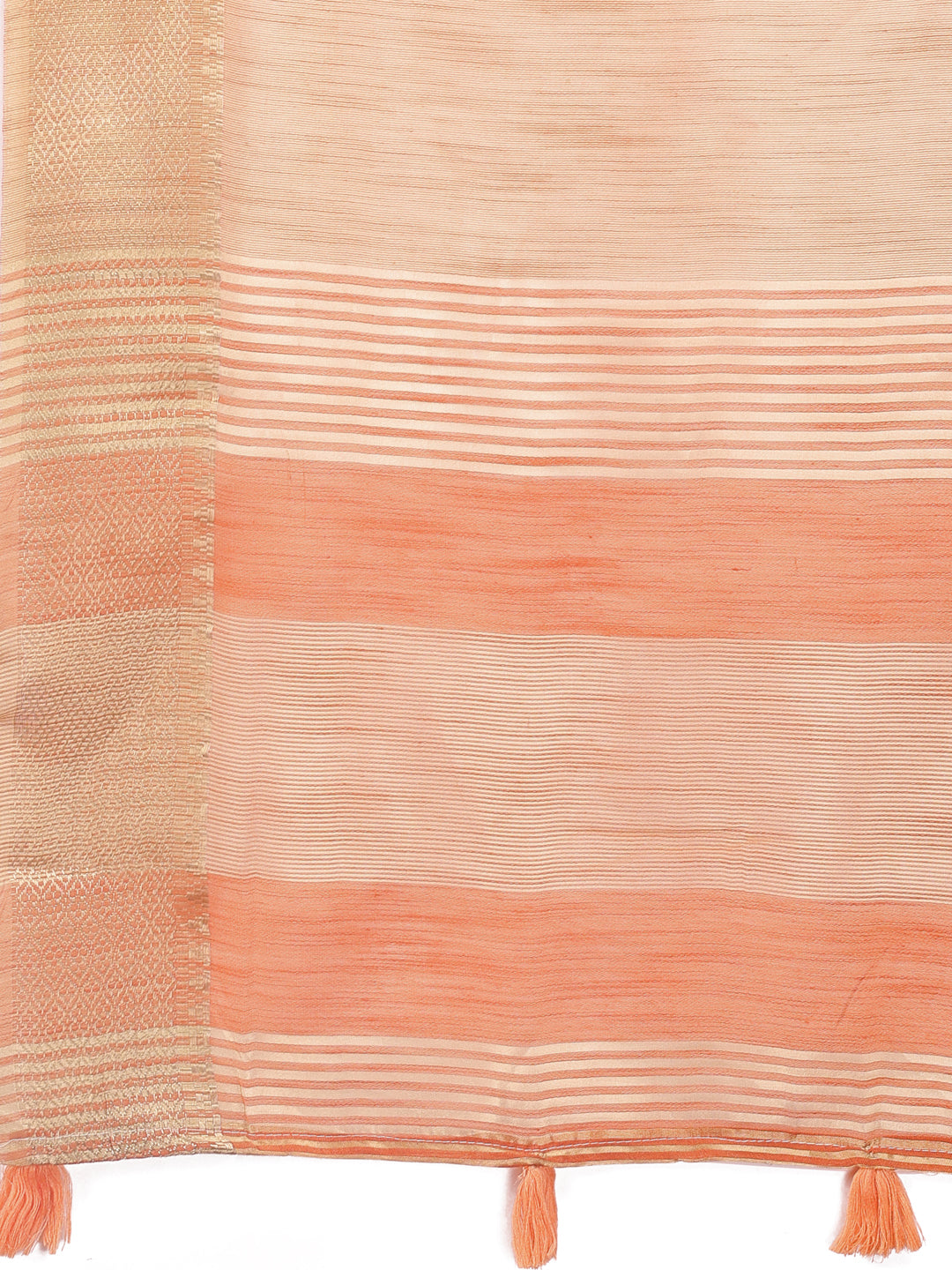 Shree Shyam Fashion Elegant Orange Linen Saree with Golden Zari Border & Rich Pallu | Soft Drape | Festive & Office Wear