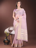 Shree Shyam Fashion Elegant Pink Organza Saree with Golden Zari Border & Designer Tassels | Lightweight Partywear Saree