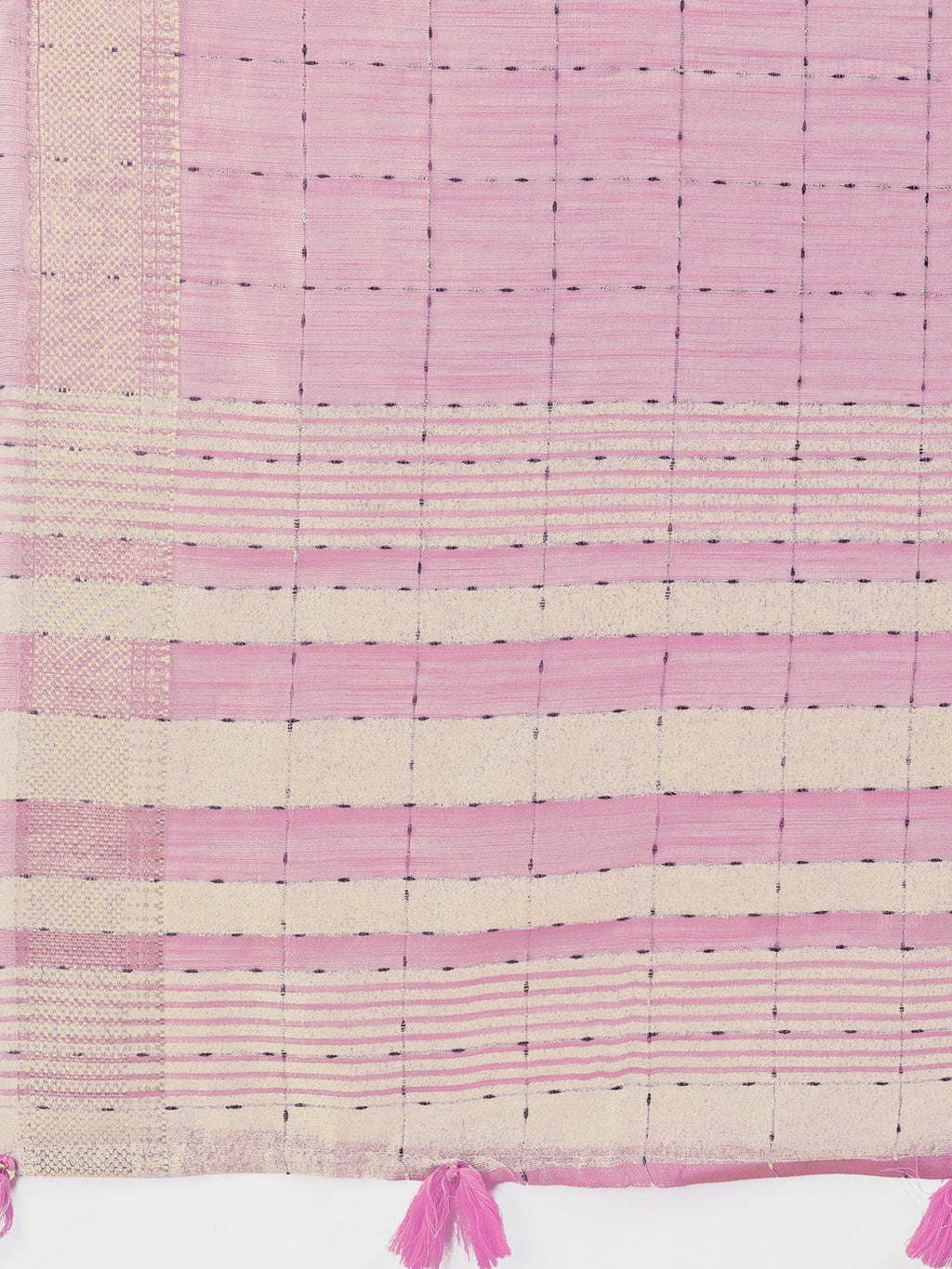 Shree Shyam Fashion Elegant Pink Organza Saree with Golden Zari Border & Designer Tassels | Lightweight Partywear Saree