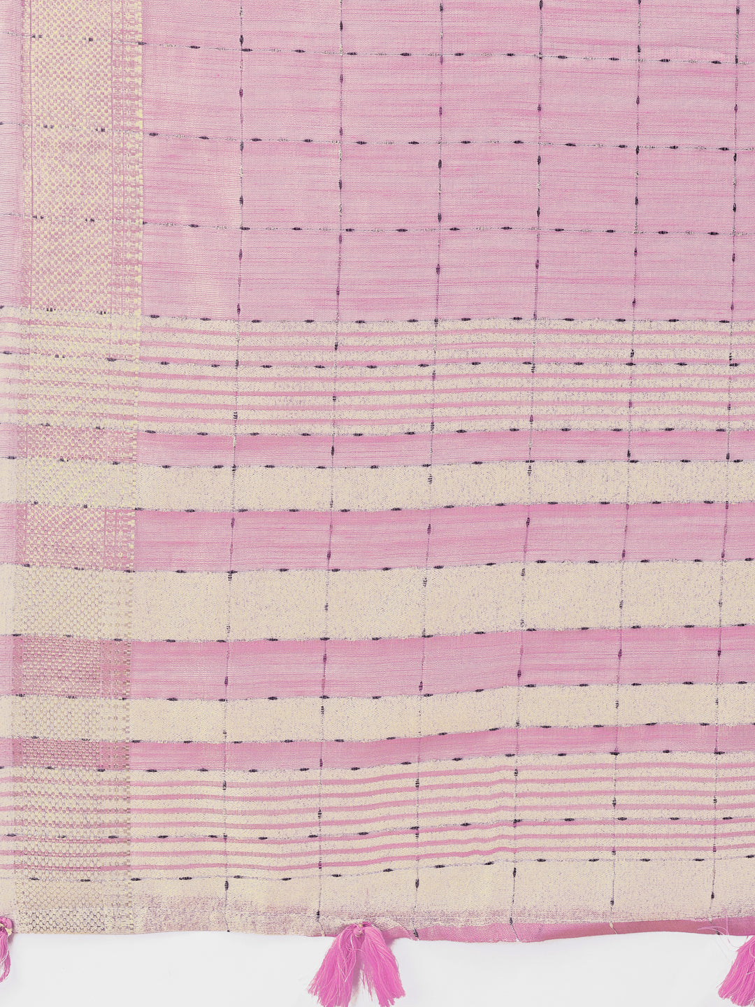 Shree Shyam Fashion Elegant Pink Organza Saree with Golden Zari Border & Designer Tassels | Lightweight Partywear Saree