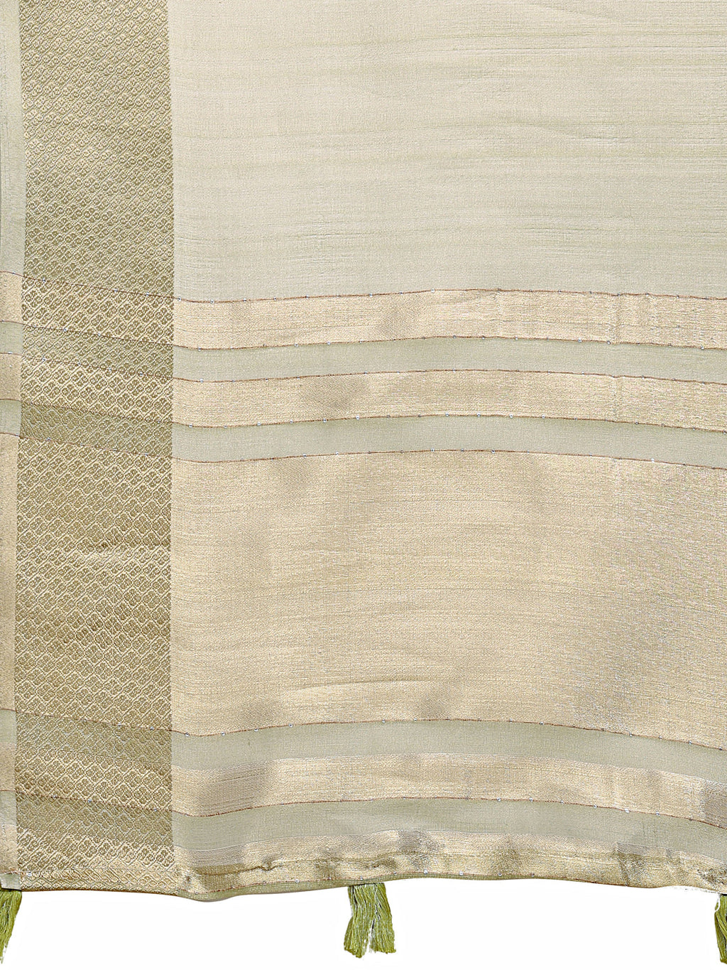 Shree Shyam Fashion Light Green Organza Woven Zari Work Traditional Tassel Saree