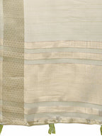 Shree Shyam Fashion Light Green Organza Woven Zari Work Traditional Tassel Saree
