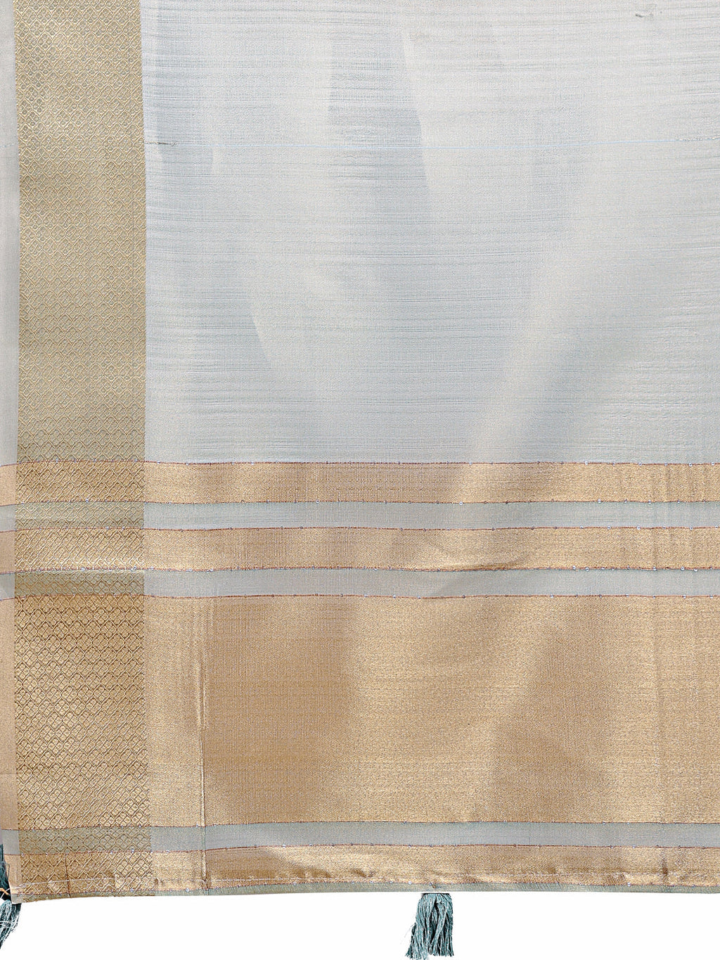 Shree Shyam Fashion Sea Green Organza Woven Zari Work Traditional Tassel Saree
