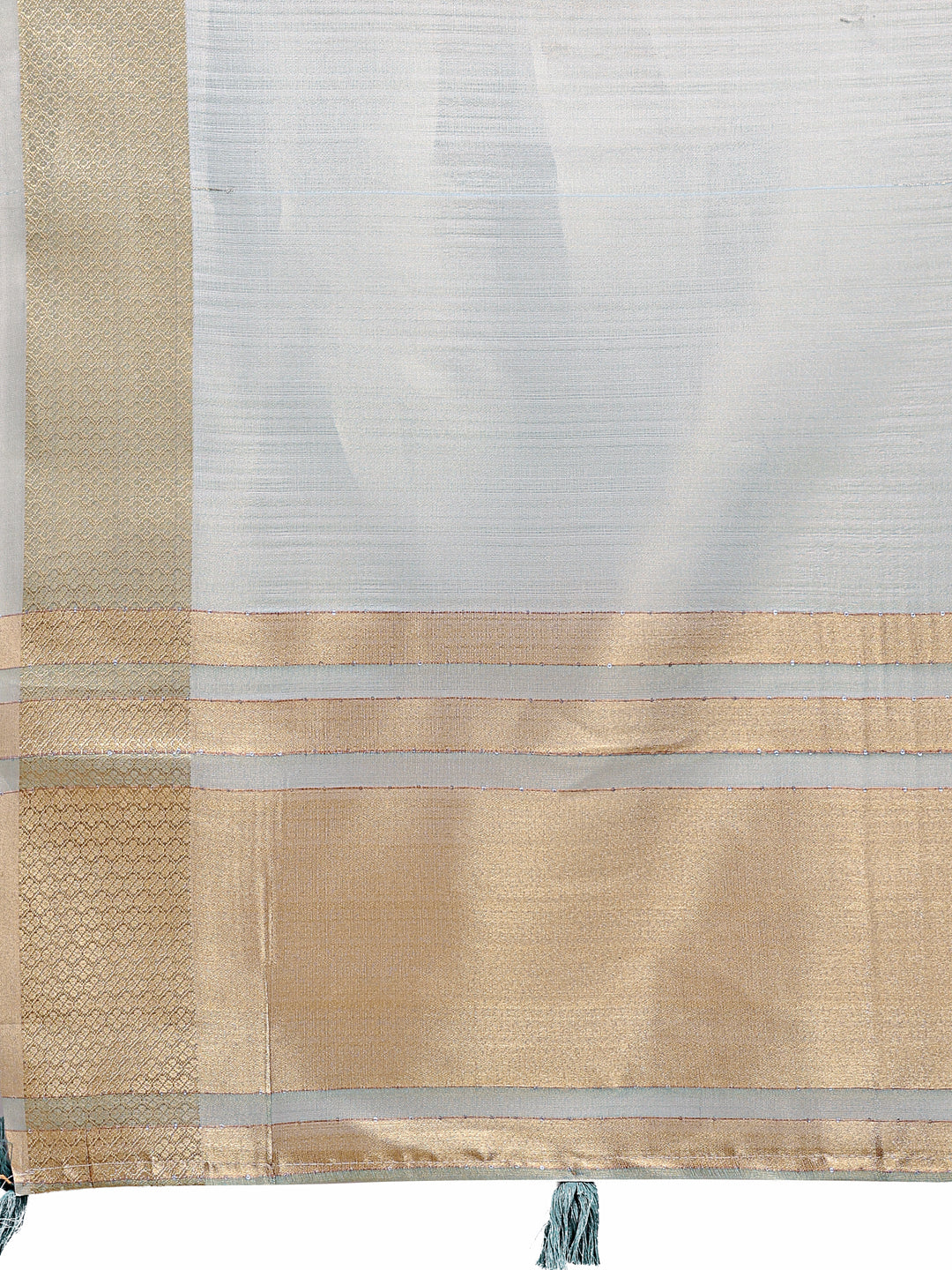 Shree Shyam Fashion Sea Green Organza Woven Zari Work Traditional Tassel Saree