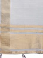 Shree Shyam Fashion Sky Blue Organza Woven Zari Work Traditional Tassel Saree