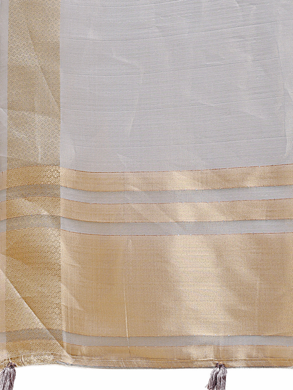 Shree Shyam Fashion Grey Organza Woven Zari Work Traditional Tassel Saree