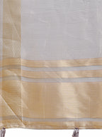 Shree Shyam Fashion Grey Organza Woven Zari Work Traditional Tassel Saree