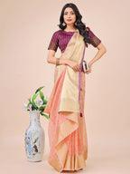 Shree Shyam Fashion Light Pink Gold Organza Silk Saree - Lightweight Luxury for Your Ethnic Moments