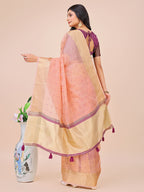 Shree Shyam Fashion Light Pink Gold Organza Silk Saree - Lightweight Luxury for Your Ethnic Moments
