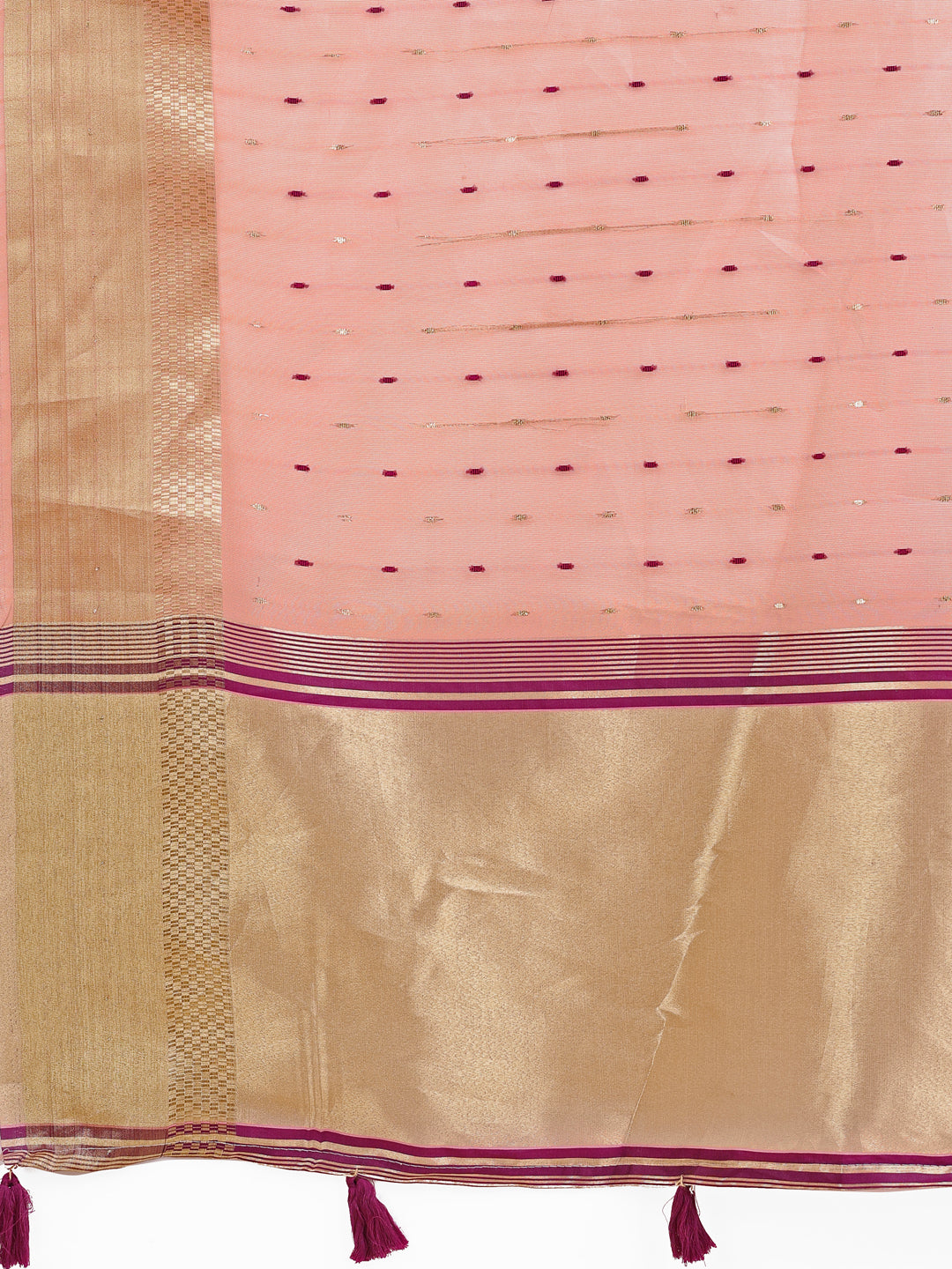 Shree Shyam Fashion Light Pink Gold Organza Silk Saree - Lightweight Luxury for Your Ethnic Moments