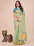 Shree Shyam Fashion Green Gold Organza Silk Saree - Lightweight Luxury for Your Ethnic Moments