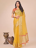 Shree Shyam Fashion Yellow Gold Organza Silk Saree - Lightweight Luxury for Your Ethnic Moments