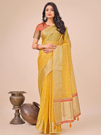 Shree Shyam Fashion Yellow Gold Organza Silk Saree - Lightweight Luxury for Your Ethnic Moments