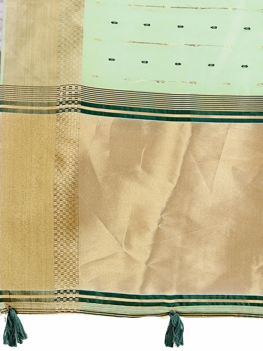 Shree Shyam Fashion Olive Green Gold Organza Silk Saree - Lightweight Luxury for Your Ethnic Moments