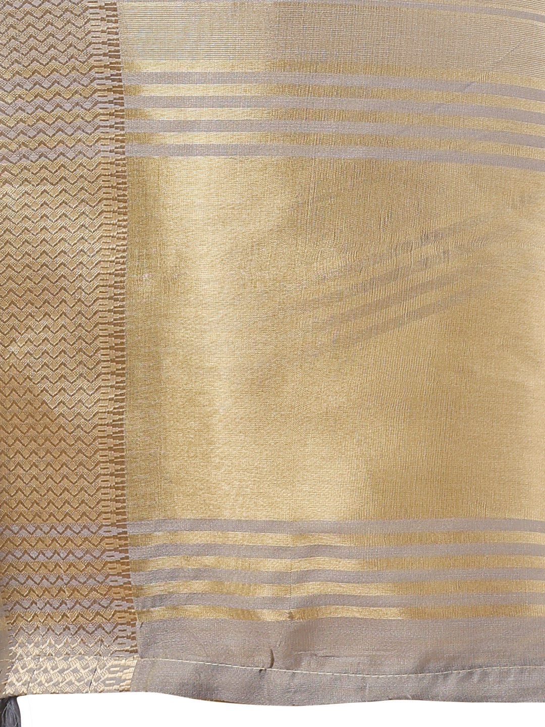 Shree Shyam Fashion Elegant Gold Beige Organza Saree with Zari Border | Party Wear Lightweight Saree with Blouse for Women