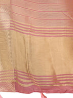 Shree Shyam Fashion Elegant Gold Peach Organza Saree with Zari Border | Party Wear Lightweight Saree with Blouse for Women